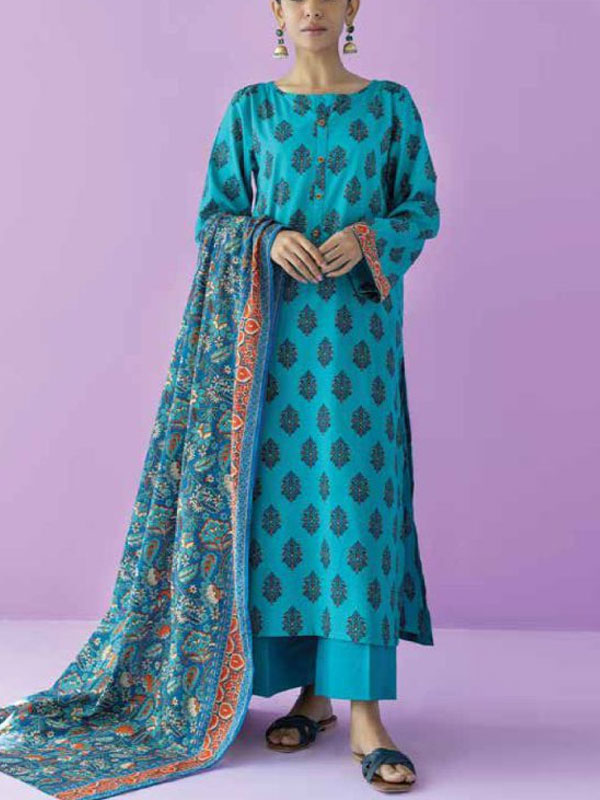  Digital Printed Lawn 3 PCs Dress With Printed Lawn Dupatta (Unstitched) (DRL-2395)
