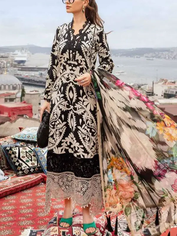  Digital Printed Lawn Dress With Chiffon Printed Dupatta (Unstitched) (DRL-2320)