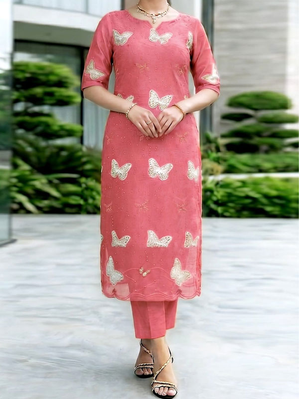 2 PCs Heavy Embroidered Lawn Dress With Plain Trouser (Unstitched) (DRL-2473)