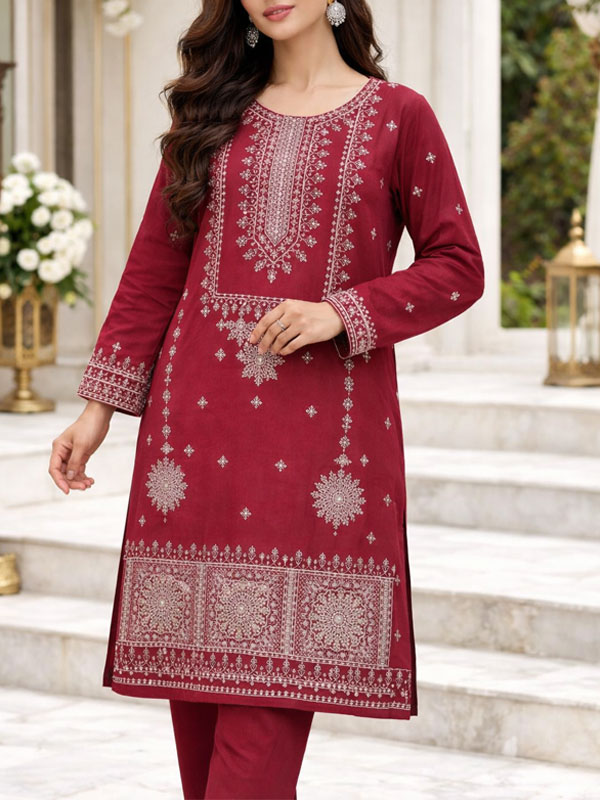2 PCs Lawn Heavy Embroidered Dress (Unstitched) (DRL-2422)