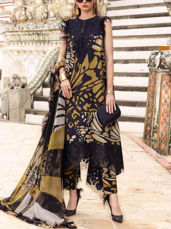 3 PCs Digital Printed Lawn Dress With Printed Lawn Dupatta (Unstitched) (DRL-2427)