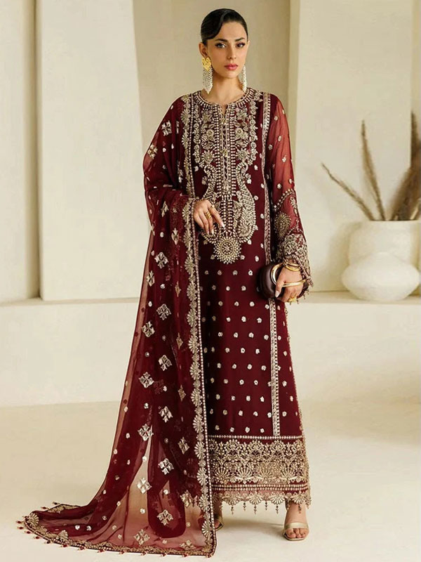 ALIZEH Chiffon Heavy Embroidered Dress With Chiffon Embroidered Dupatta (Unstitched) (CHI-1116)