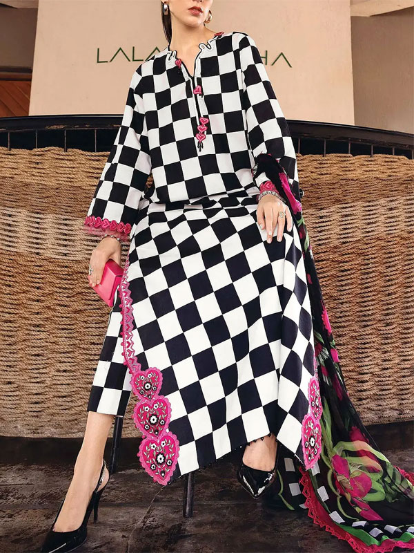 All Over Printed Lawn Dress With Embroidered Chiffon Dupatta (Unstitched) (DRL-2460)