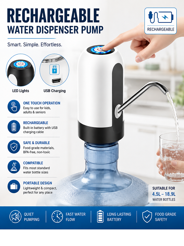 Automatic Water Dispenser Pump Rechargeable USB Charging Drinking Water Bottle Pump dispenser