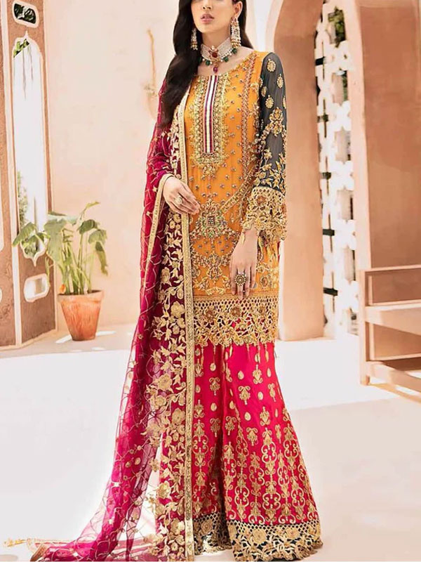 Chiffon Heavy Embroidered Wedding Dress (CHI-391)