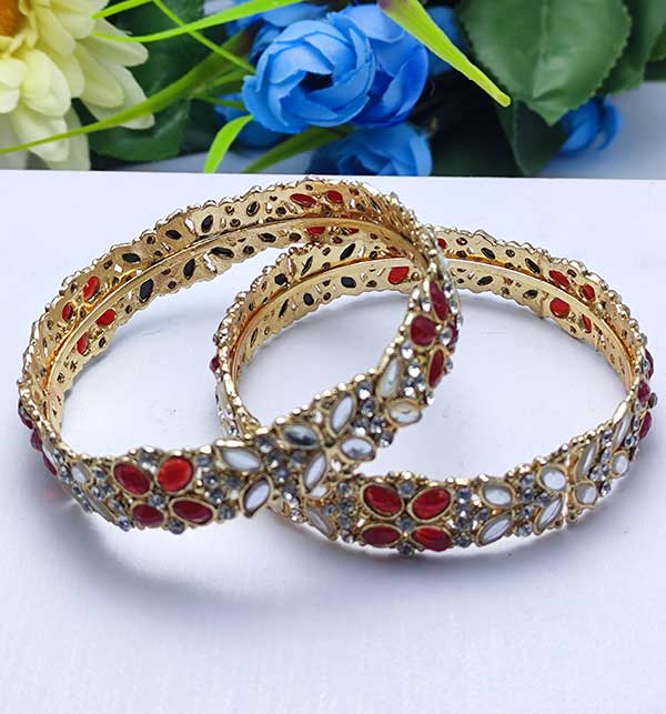 Beautiful Kundan Bangles Set (ZV:11358)