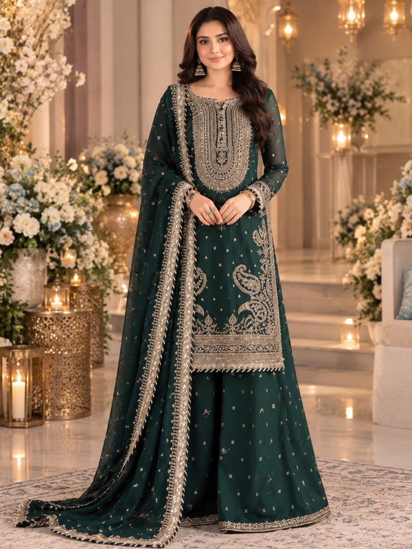Chiffon Heavy Embroidered Dress With Chiffon Embroidered Dupatta (CHI-1160)