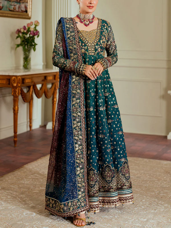 Chiffon Sequence Heavy Embroidered Dress With 4-Sided Embroidered Dupatta (Unstitched) (CHI-1074)
