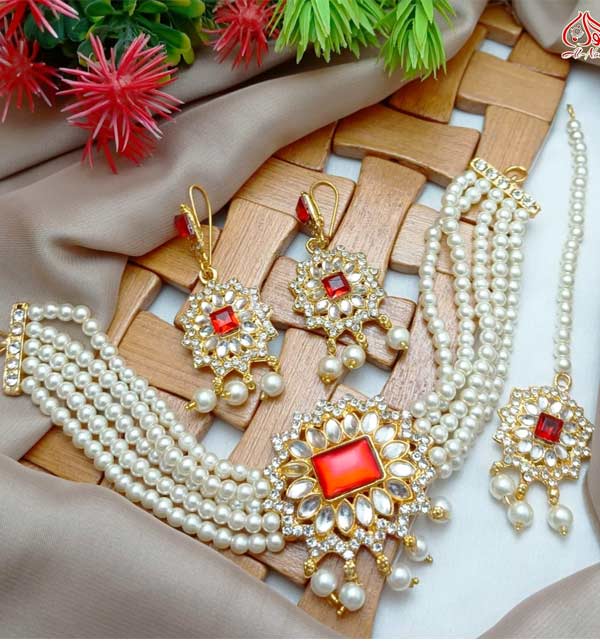 Choker Set Earring Matha patti (ZV:6254)