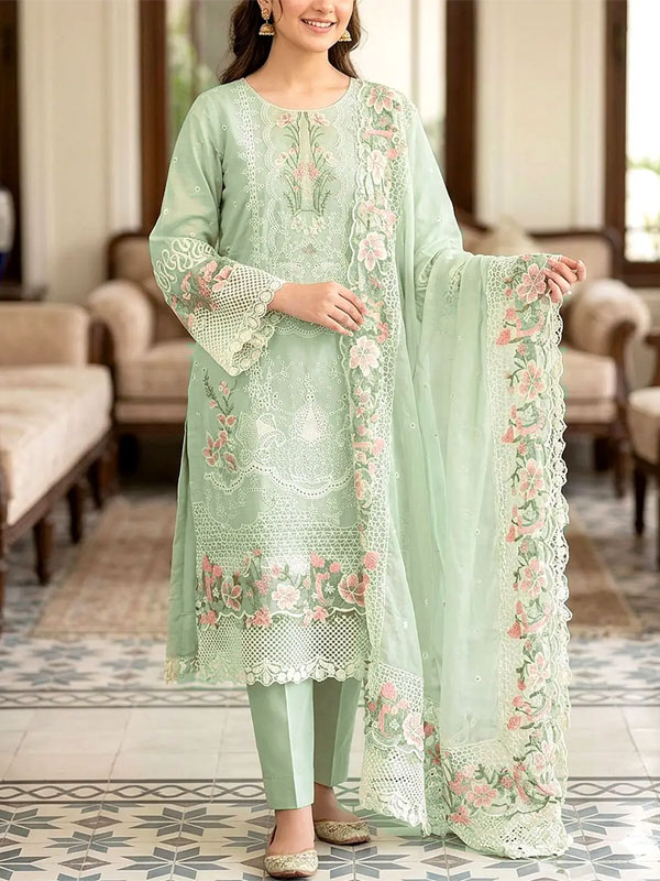 Cotton Heavy Embroidered Dress With Embroidered Chiffon Dupatta (Unstitched) (DRL-2345)