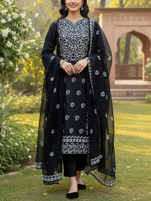 Cotton Lawn Heavy Embroidered Dress Chiffon Embroidered Dupatta Embroidery Trouser (Unstitched) (DRL-2469)