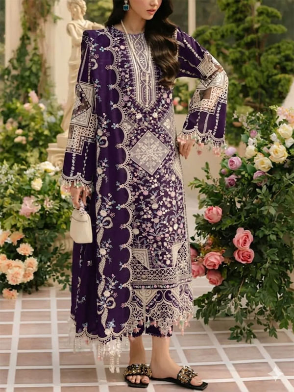 Cotton Lawn Heavy Embroidered Dress With Chiffon Embroidered Dupatta (Unstitched) (DRL-2448)