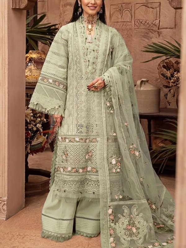 Cotton Lawn Heavy Embroidered Dress With Chiffon Embroidered Dupatta (Unstitched) (DRL-2451)