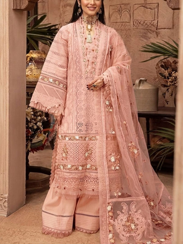Cotton Lawn Heavy Embroidered Dress With Chiffon Embroidered Dupatta (Unstitched) (DRL-2452)