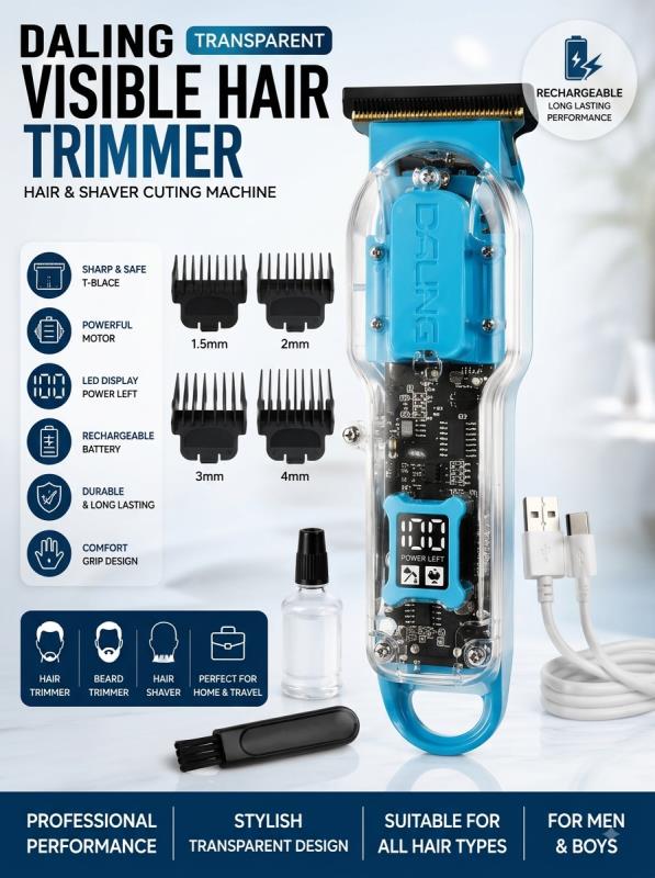 Daling Transparent LCD Electric Professional Hair Trimmer