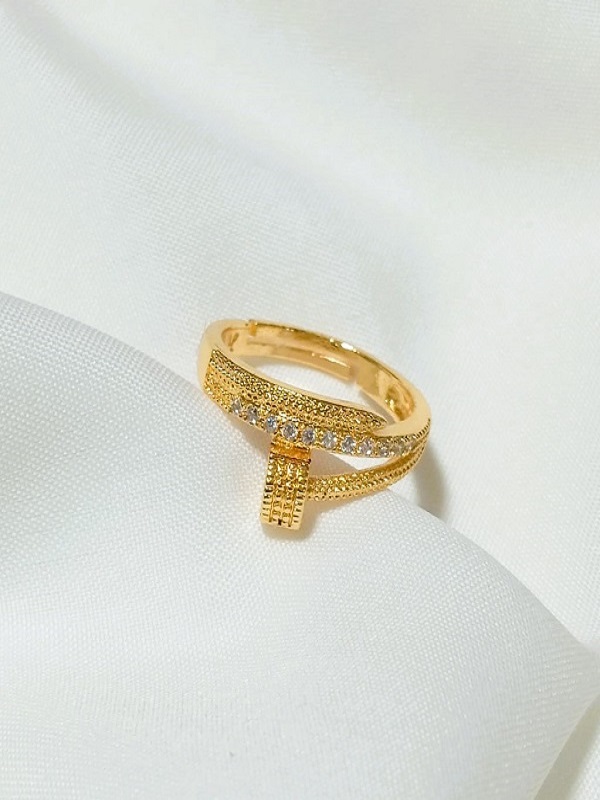 Designer Gold Plated Adjustable Zircon Ring (ZV:141228)
