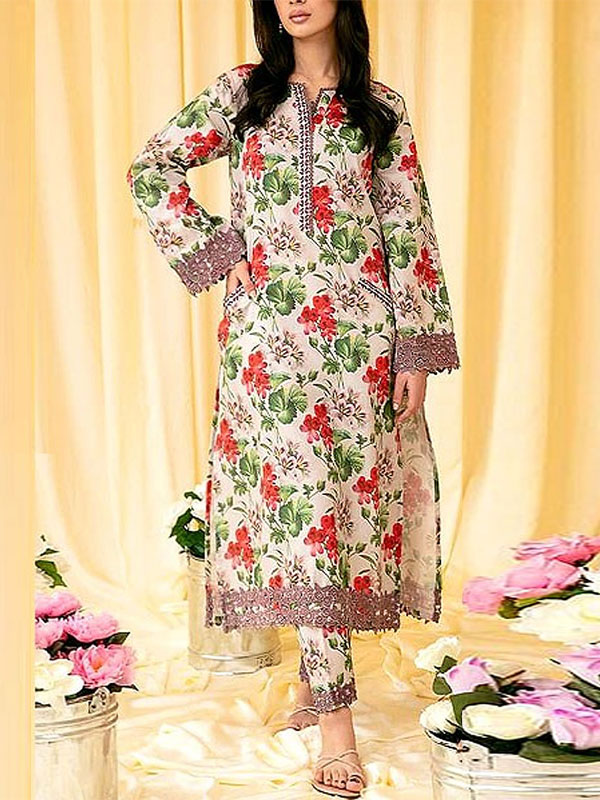 Digital All-Over Print Embroidered Lawn Suit 2025 with Silk Dupatta (Unstitched) (DRL-2229)