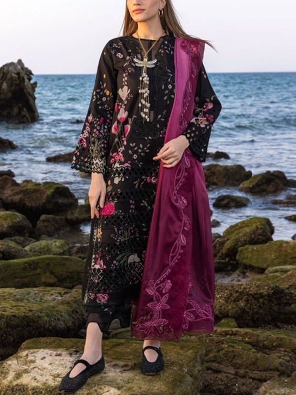 Digital Lawn Printed Embroidered Dress With Chiffon Printed Dupatta (Unstitched) (DRL-2364)