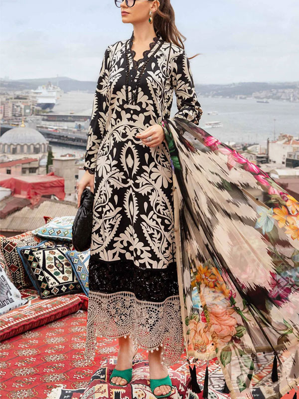 Digital Printed Lawn Dress Printed Lawn Dupatta Printed Lawn Trouser  (Unstitched) (DRL-1980)	