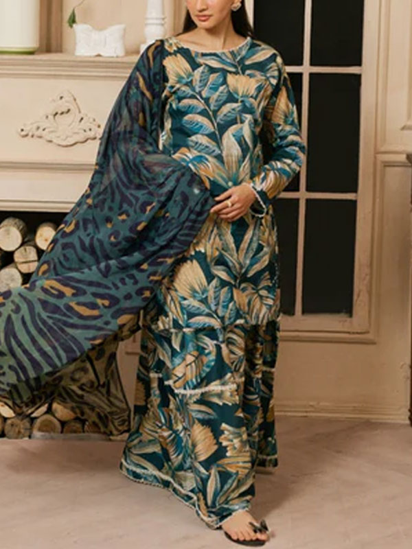 Digital Printed Lawn 3 PCs Dress With Printed Lawn Dupatta (Unstitched) (DRL-2394)