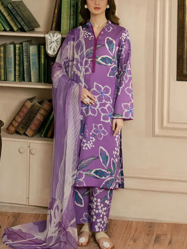 Digital Printed Lawn 3 PCs Dress With Printed Lawn Dupatta (Unstitched) (DRL-2397)