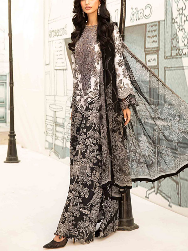 Embroidery Digital Printed Lawn Dress With Digital Printed Chiffon Dupatta (Unstitched) (DRL-2255)