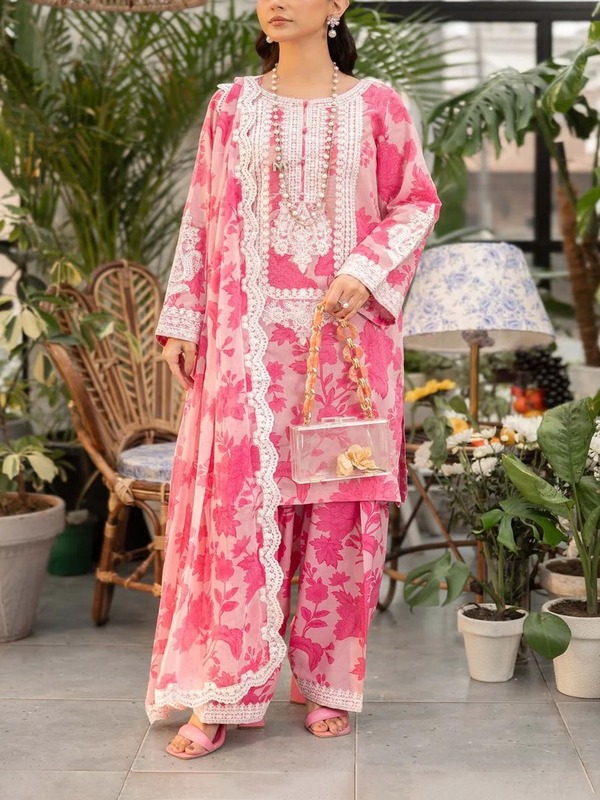 Digital Printed Lawn Embroidered Dress With Chiffon Printed Dupatta (Unstitched)  (DRL-2367)