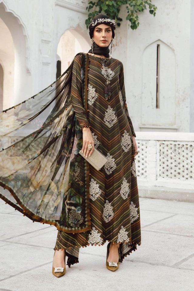 Digital Printed Lawn Embroidered Dress With Printed 4-Sided Chiffon Dupatta (Unstitched) (DRL-2357)