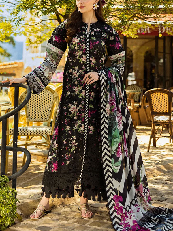 Digital Printed Lawn Embroidered Dress With Printed Chiffon Dupatta (Unstitched) (DRL-2226)