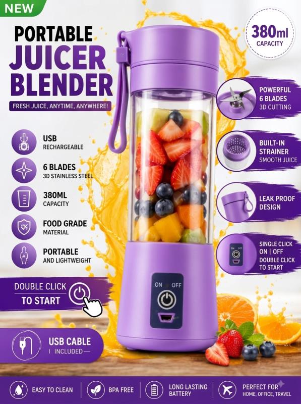 Easy Portable Rechargeable Juicer with Bottle