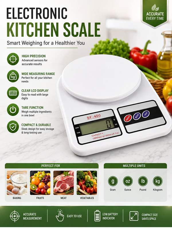 Electronic Digital Kitchen Scale 10 KG Capacity