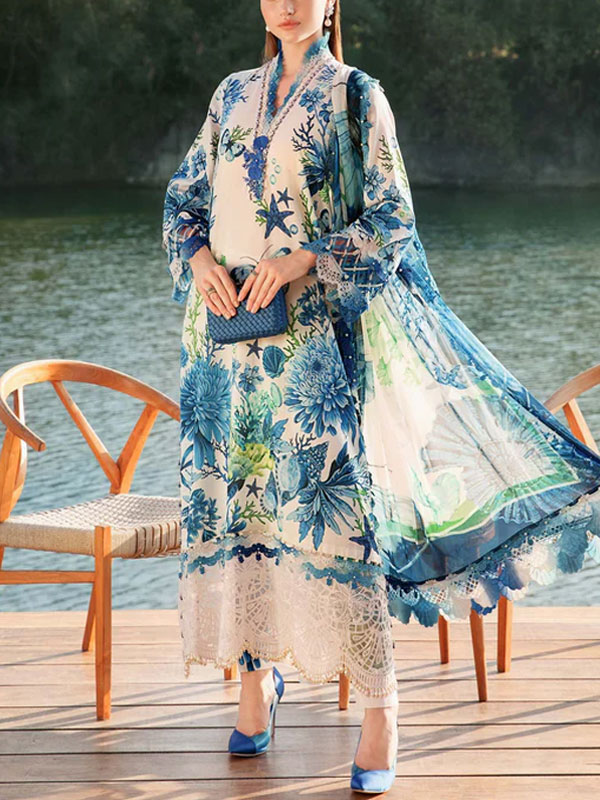 Digital Printed Lawn Dress Printed lawn Dupatta Printed lawn Trouser (Unstitched) (DRL-2220)	