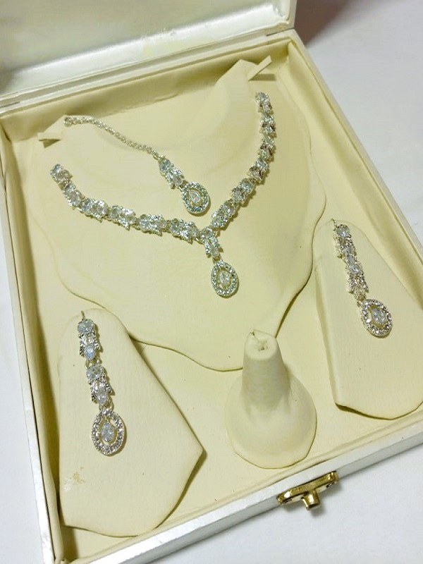 Elegant Zircon Silver Necklace Jewelry Set (ZV:83249)