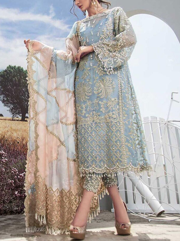 Embroidered with Stones Handwork (Organza / NET) Shirt & Dupatta Unstitched (CHI-998)