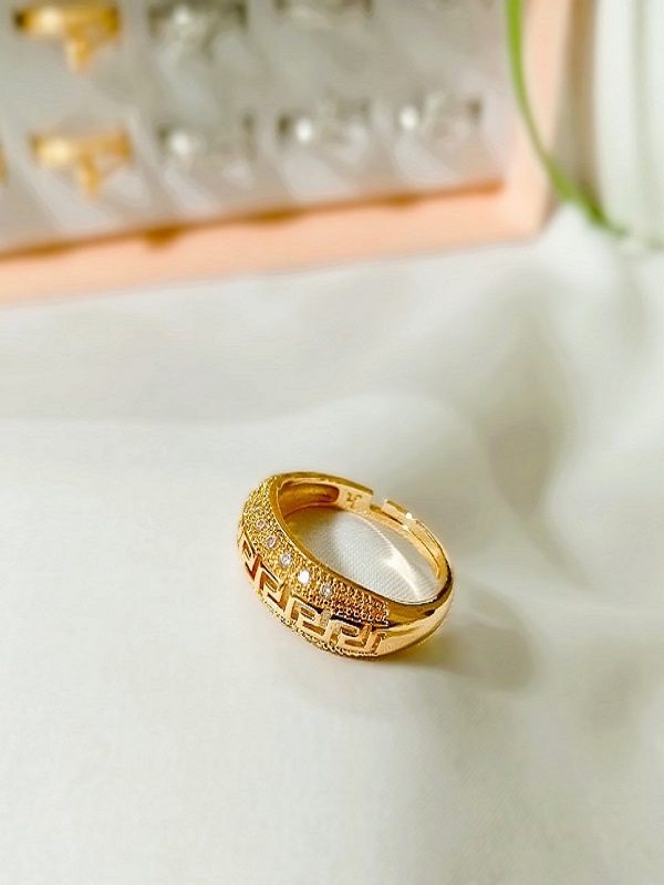 Gold Plated Adjustable Designer Zircon Ring (ZV:141210)
