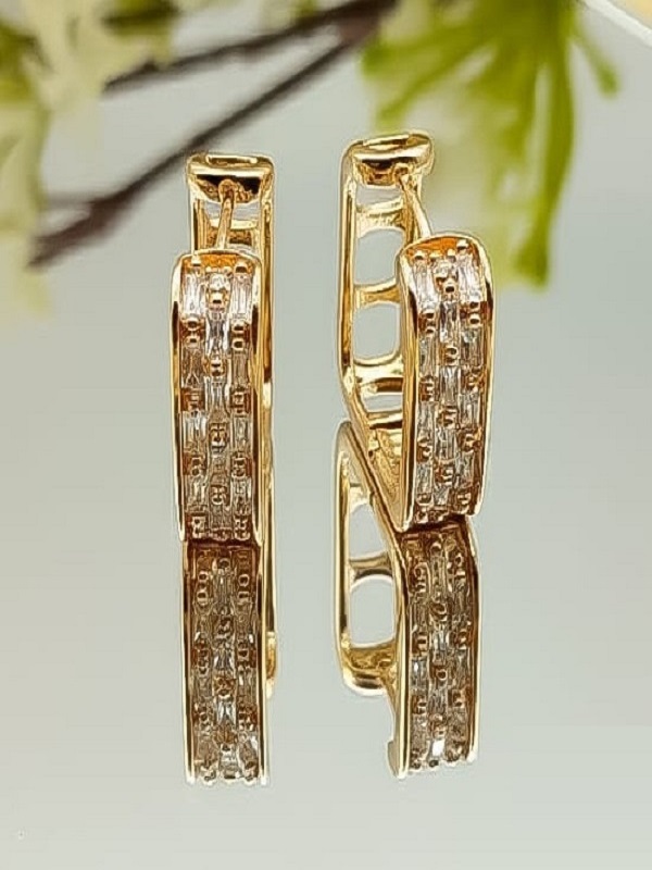 Gold Plated Cubic Zirconia Hoop Earrings (ZV:141310)
