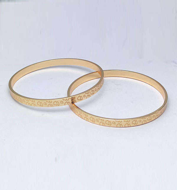 Gold Plated Self Printed Bangles (ZV:15287)