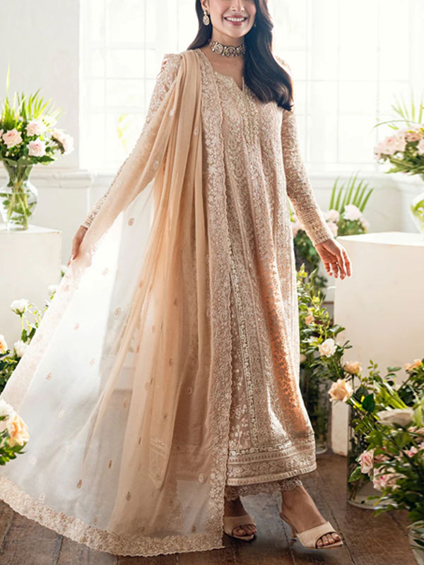 Heavy Embroidered Chiffon Dress With Chiffon Embroidered Dupatta (Unstitched) (CHI-1087)