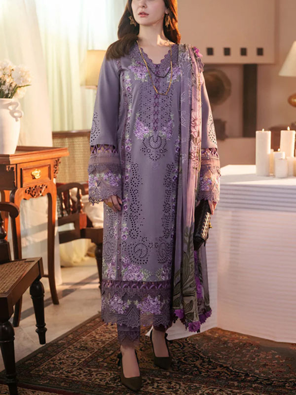 Heavy Embroidered Lawn Dress With Soft Silk Printed Dupatta (Unstitched) (DRL-2251)