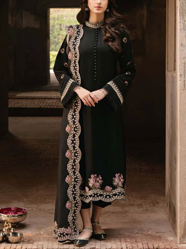 Heavy Embroidered Lawn Printed Dress With 4-Sided Chiffon Embroidered Dupatta (Unstitched) (DRL-2400)