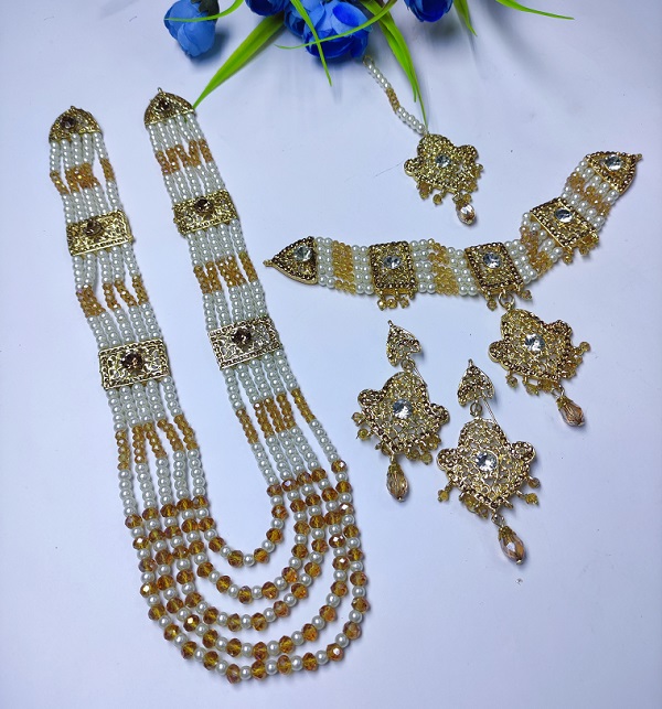 Pearl MALA With Choker Set Earrings and Tikka (PS-496)