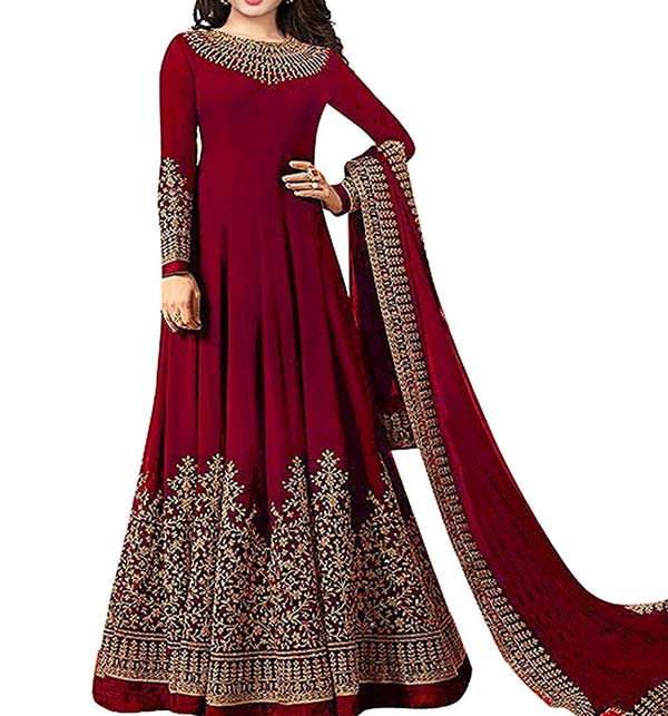 Chiffon Embroidered Maroon Maxi (CHI-250) (Unstitched) 