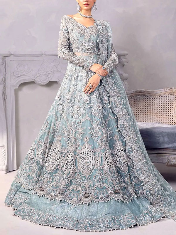 NET Bridal Maxi Dress in 12 Kali Style (Unstitched) (CHI-1061)