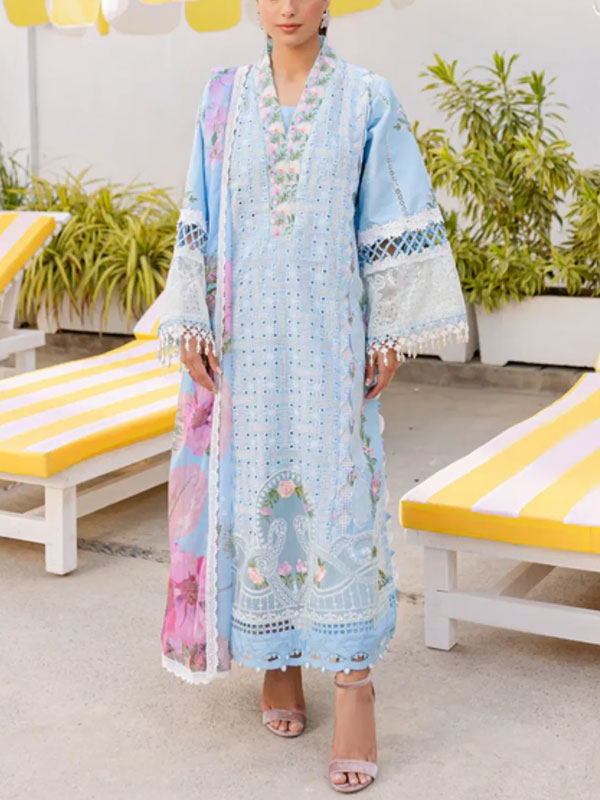 Lawn Heavy Embroidered Dress Printed Banadora Dupatta (Unstitched) (DRL-2437)