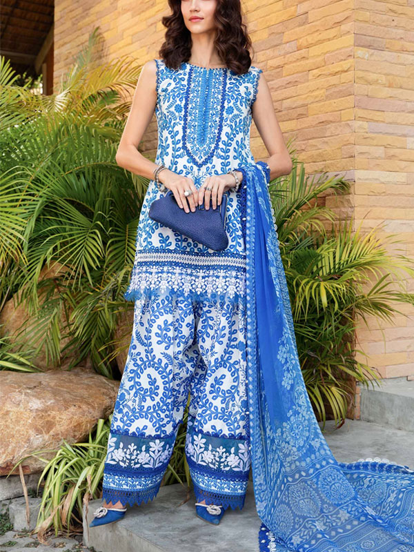 Lawn Embroidered All-Over Printed Dress with Chiffon Dupatta (Unstitched) (DRL-2313)
