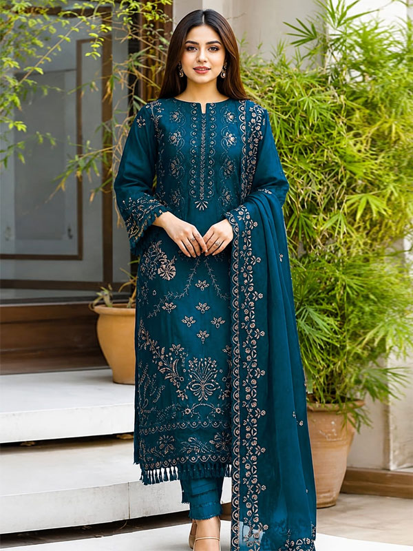Luxury Cotton Lawn Embroidery Dress Chiffon Embroidery Dupatta (Unstitched) (DRL-2484)