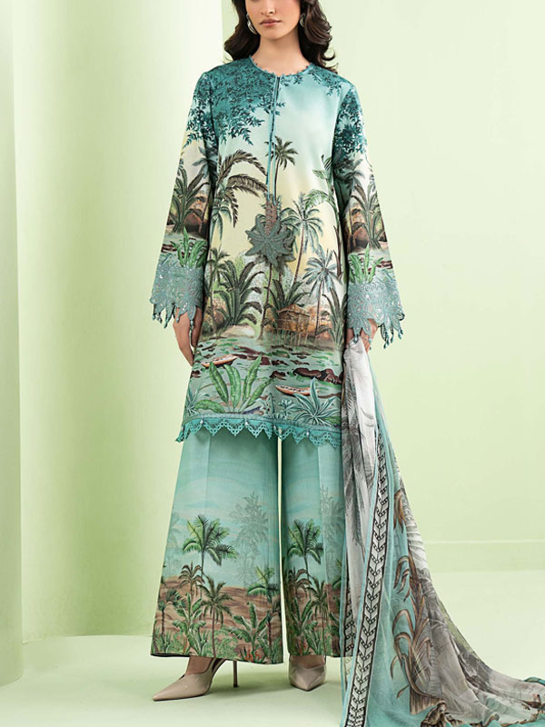 M Print Embroidered Lawn Dress With 4 Sided Chiffon Embroidered Dupatta (Unstitched) (DRL-2453) 