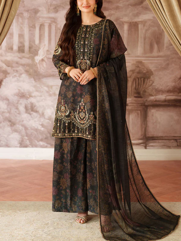 Mohangi Lawn Heavy Embroidered Dress With 4-Sided Chiffon Embroidered Dupatta (Unstitched) (DRL-2412)