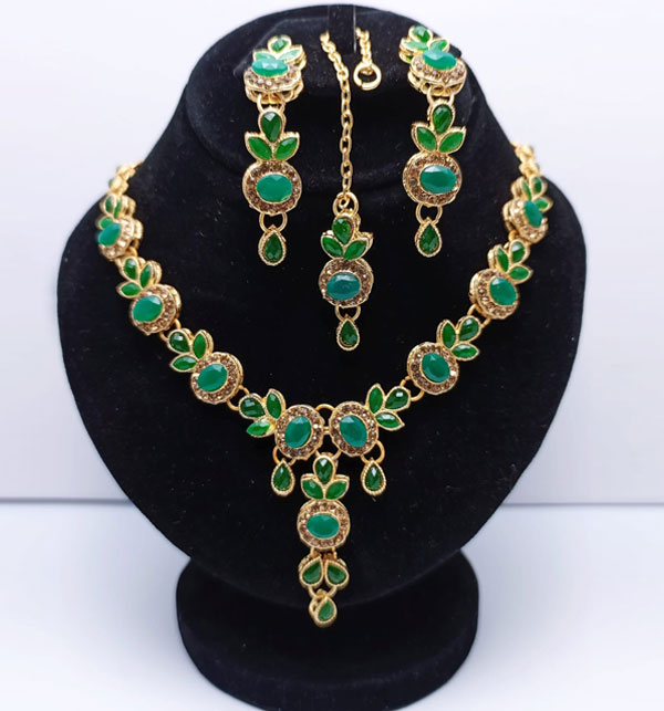 Necklace Set Earring & Matha Patti (ZV:14880)