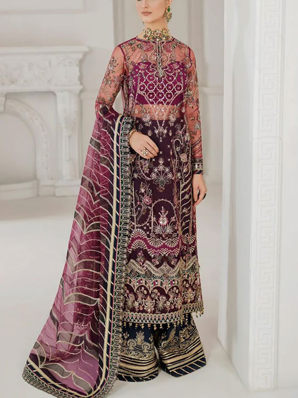 NET Sequence Heavy Embroidered Dress With Embroidered NET Dupatta (Unstitched) (CHI-1029)